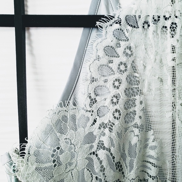 Bebe Lace Back Metallic Stripe Dress in Mint - Picture 8 of 8